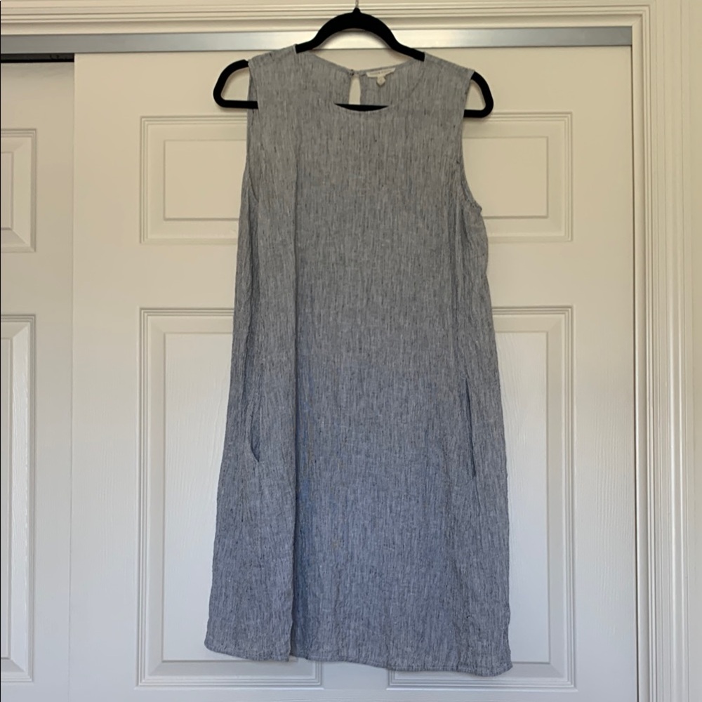 Eileen Fisher Linen Sleeveless Dress Women’s SP Light Gray